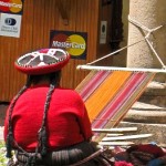 Quechua indian and loom and Mastercard